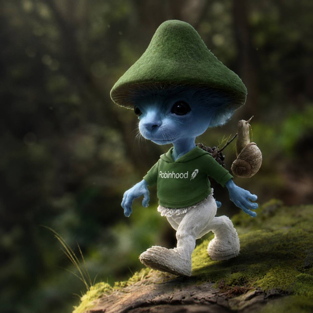Smurfcat in Robinhood hoodie
